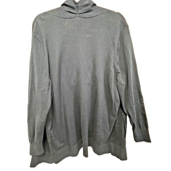 Lands End Cardigan Sweater Womens 2X Navy Open Front Duster Lightweight Pockets - Picture 8 of 9